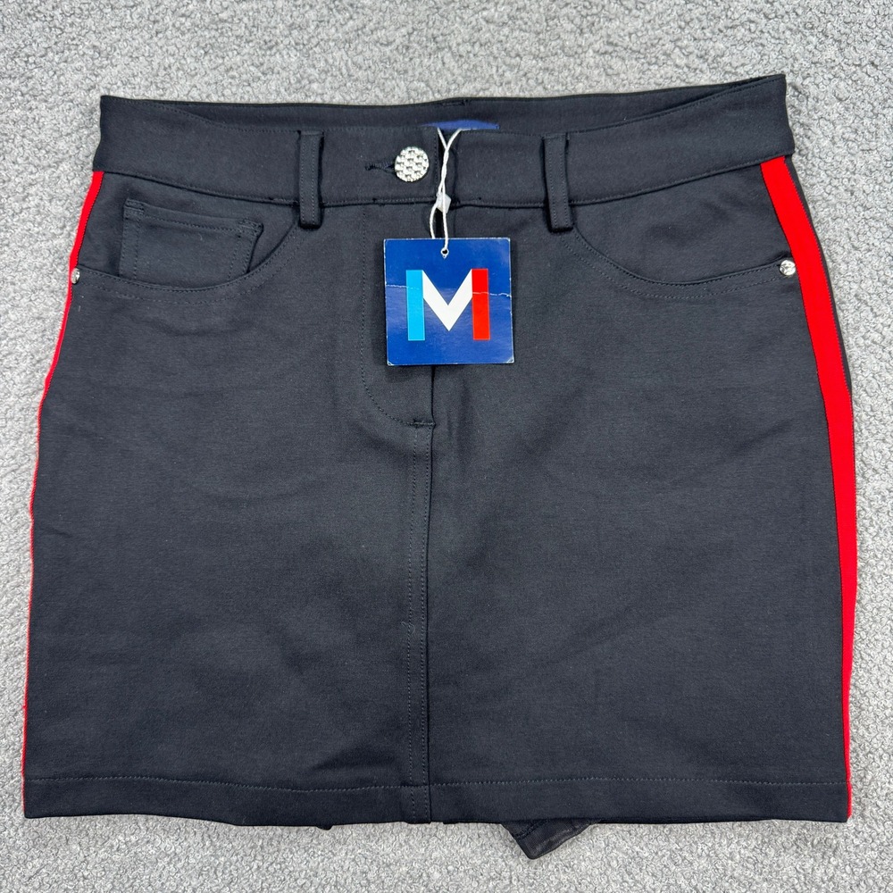 MOVETES Lizie Skort Women's 0 Black Red Striped Lined Tennis Golf Activewear